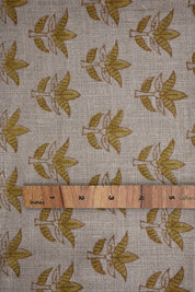 Handmade Artisan Green Leaves Block Printed Curtains Fabric for Farmhouse in Thick Linen - SAAT PATTI
