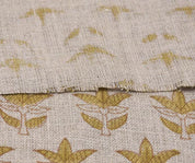 Handmade Artisan Green Leaves Block Printed Curtains Fabric for Farmhouse in Thick Linen - SAAT PATTI