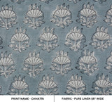 Designer Hand Block Print Pure Linen Fabric CHHATRI