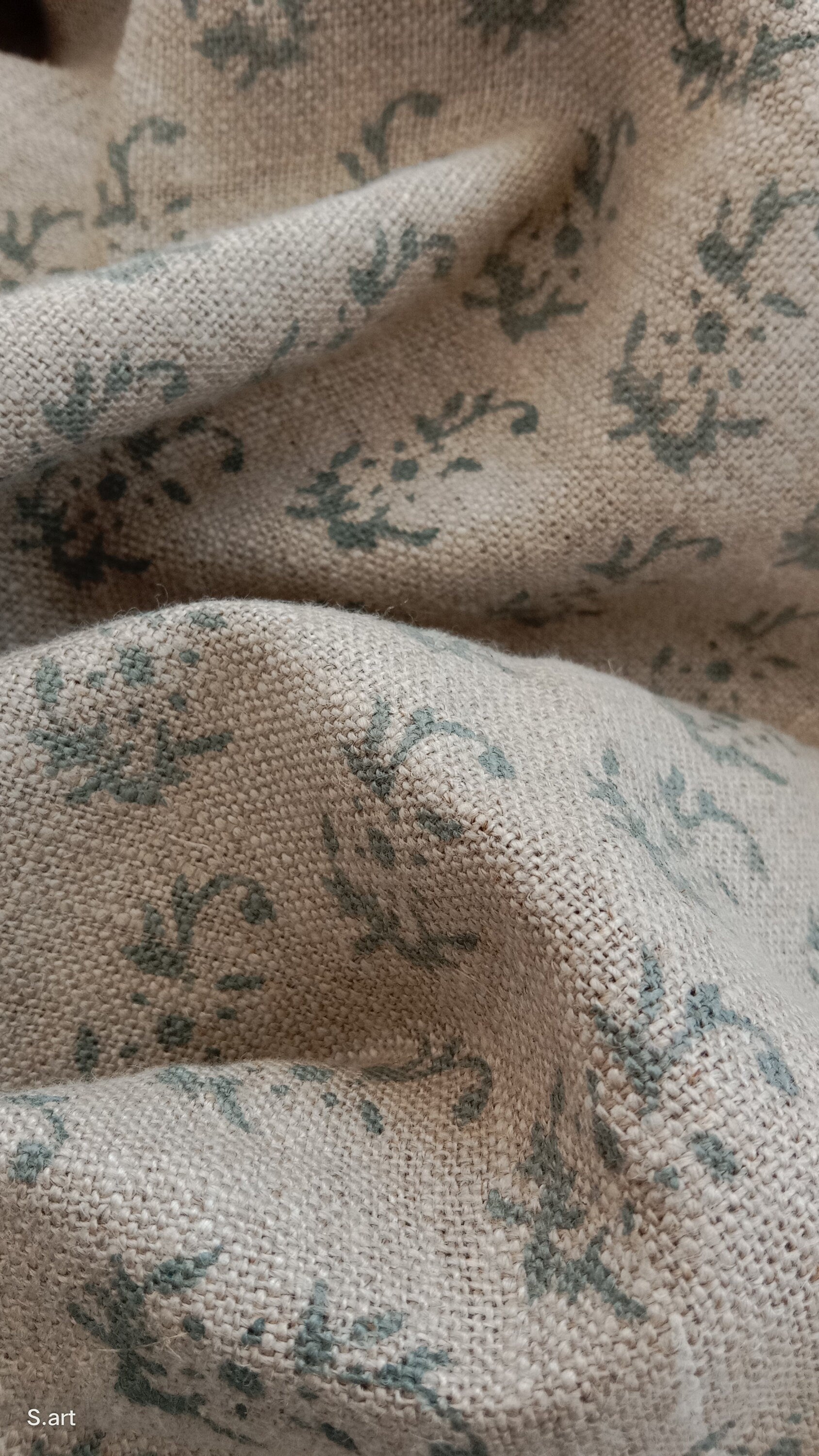 Block Print Linen Fabric, Patjhad Grey 100% Natural Home Decor Linen Extra Wide 58Inch,Linen Block Print Fabriclinen Fabric,Cushion Cover Fabricupholstery Fabric