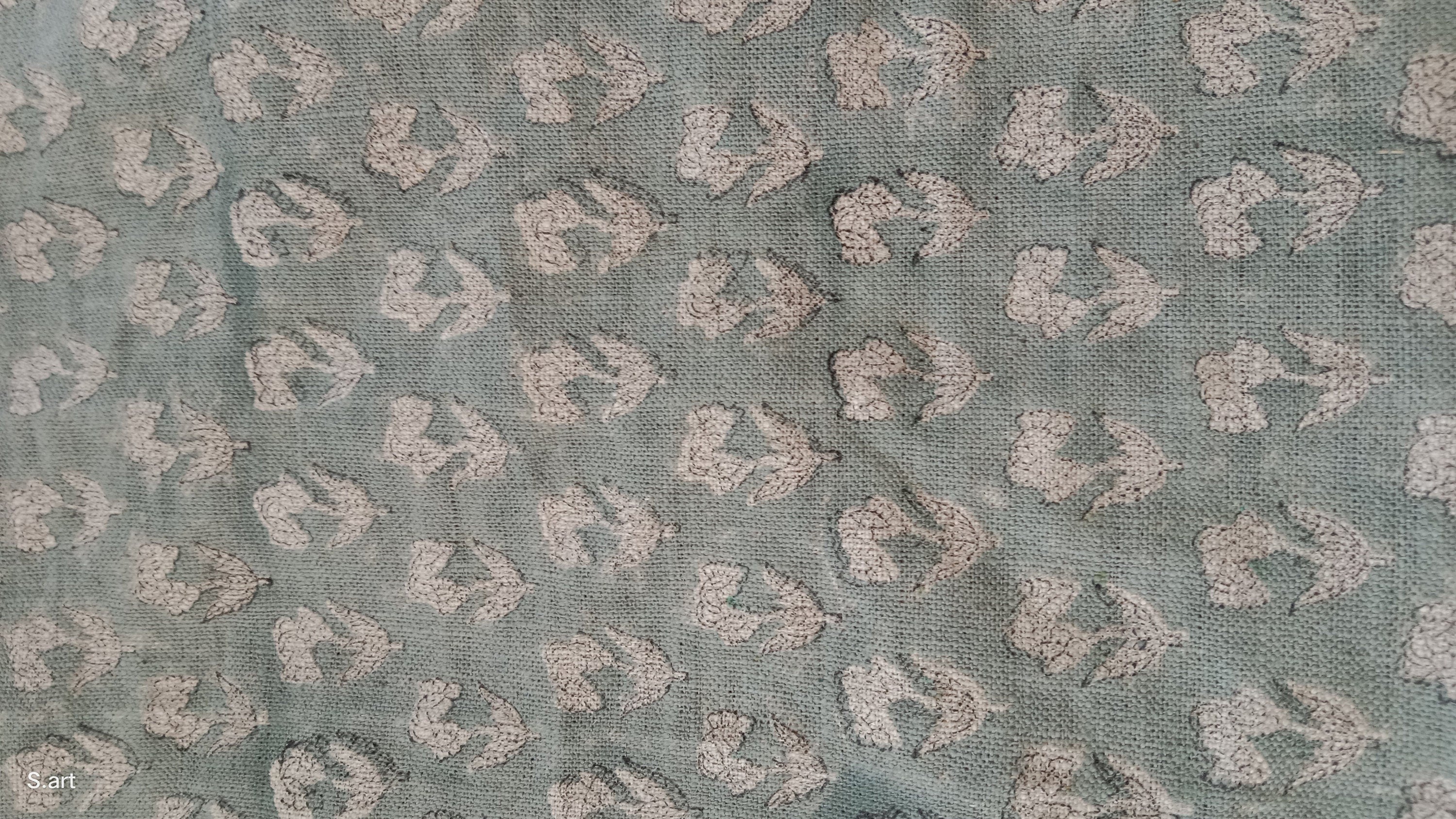 Block Print Linen Fabric, Superstar Fabric  Floral Block Print Thick Linen, Floral Print Fabric By The Yard, Cushion Cover, Upholstery