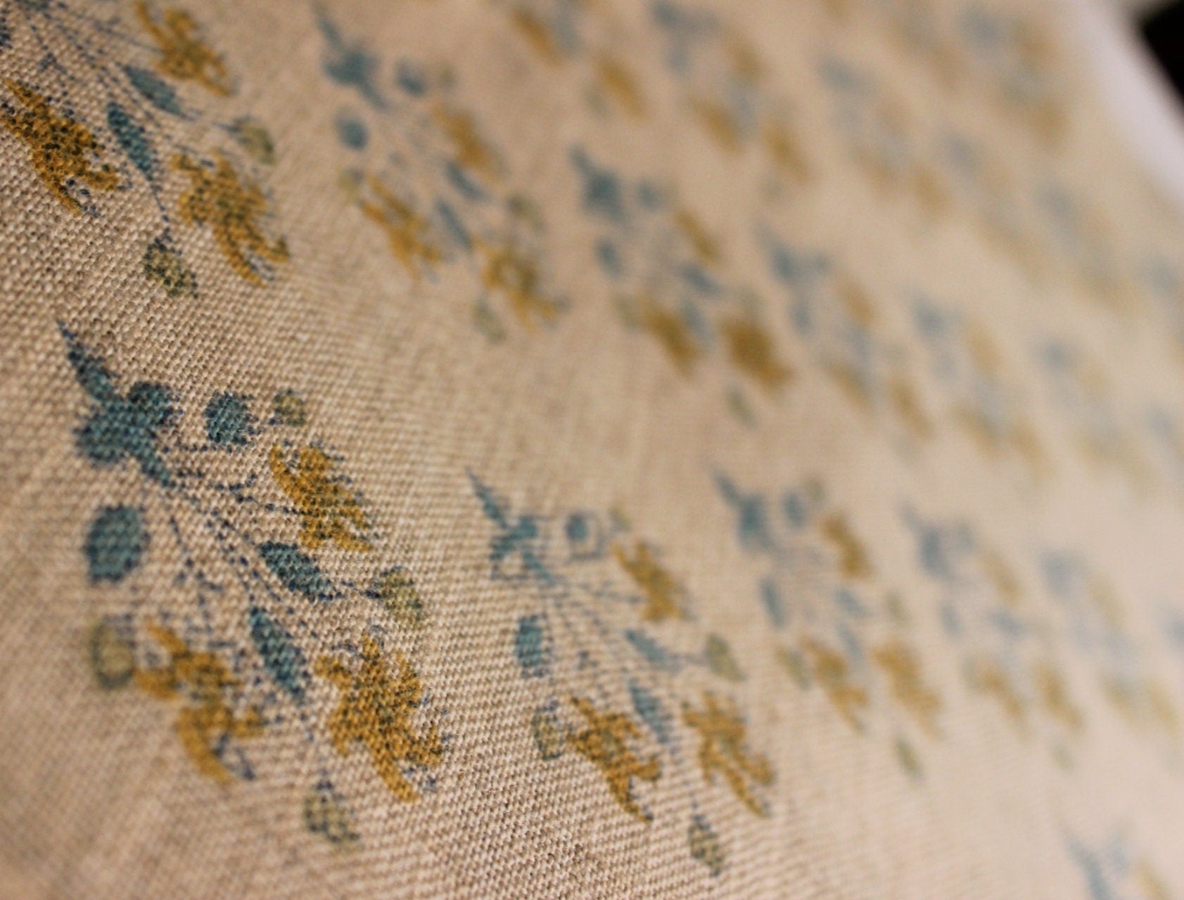 Diwali Flower   Decor Linens,Best For Upholstery,Crafting,Diy,Pure Natural Linen Fabric, Floral Hand Block Print Thick Linen  58"Inch
