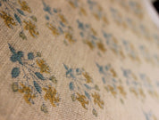 Diwali Flower   Decor Linens,Best For Upholstery,Crafting,Diy,Pure Natural Linen Fabric, Floral Hand Block Print Thick Linen  58"Inch
