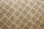 Diwali Flower   Decor Linens,Best For Upholstery,Crafting,Diy,Pure Natural Linen Fabric, Floral Hand Block Print Thick Linen  58"Inch