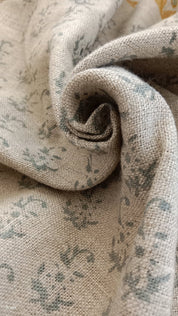 Block Print Linen Fabric, Patjhad Grey 100% Natural Home Decor Linen Extra Wide 58Inch,Linen Block Print Fabriclinen Fabric,Cushion Cover Fabricupholstery Fabric
