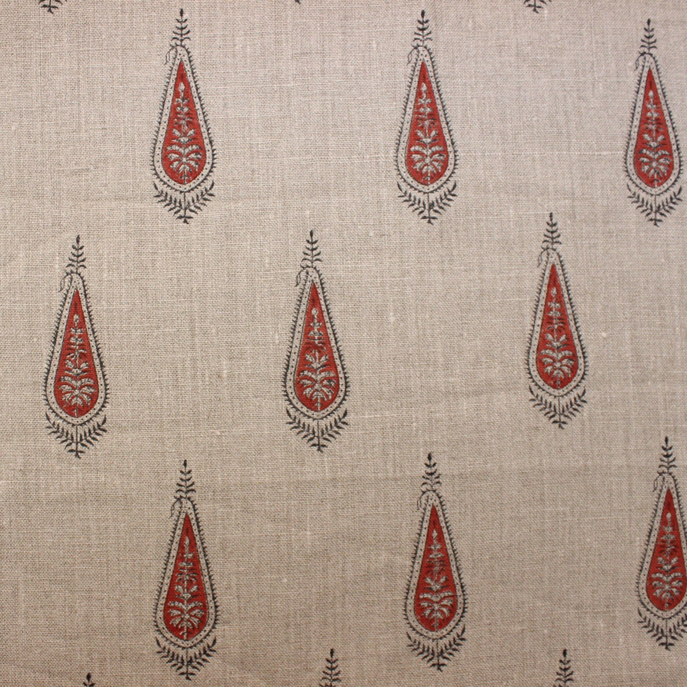 Block Print Linen Fabric, Traci  100% Linen Home Decor  Upholstery Fabric By The Yard  Thick Linen Flax Fabric With Natural Dye Hand Block Print  Pure Natural