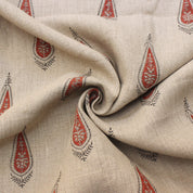 Block Print Linen Fabric, Traci  100% Linen Home Decor  Upholstery Fabric By The Yard  Thick Linen Flax Fabric With Natural Dye Hand Block Print  Pure Natural