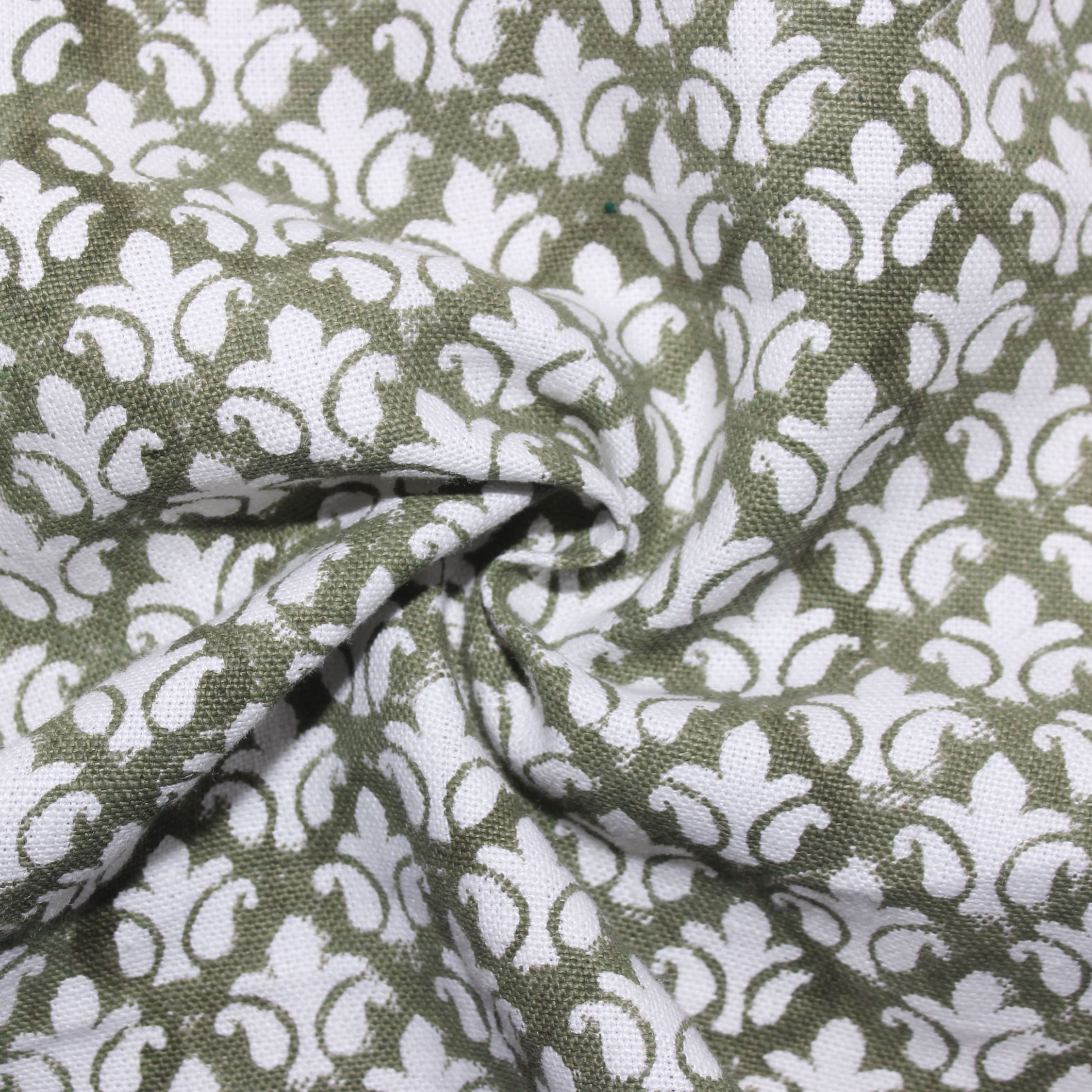 Block Print Linen Fabric,Heavy Offwhite Linen,Natural Hand Loom Fabric,Fabric By The Yard