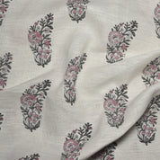 Block Print Linen Fabric, Valentine Flower  Luxury Linen Premium Fabrics  Block Print  Fabric, Indian Upholstery Fabric, Blocked Printed
