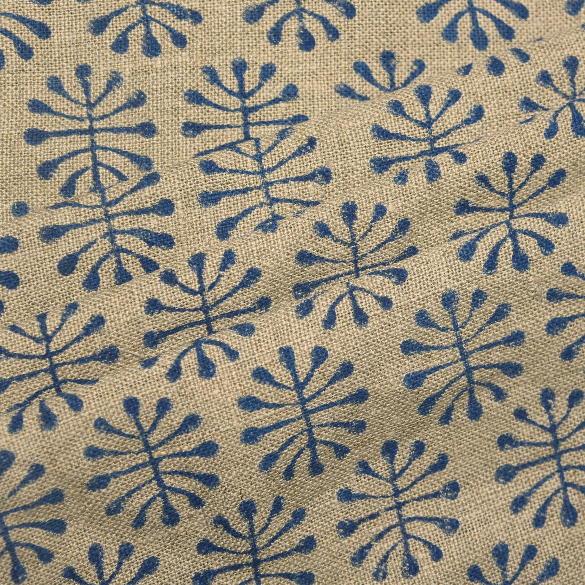 Block Print Linen Fabric, Neela Jugnu  Thick Linen Fabric  Block Print Fabric In Summers Upholstery, Cushion Cover,Sofa/Chair Cover,Farmhouse