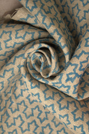 Block Print Linen Fabric, Zig Zag  Block Print Handloom Linen Fabric Linen Fabric Flower Light Tan Colour,Home Decor, Upholstery Fabric,Pillow Cover, Table Cloth