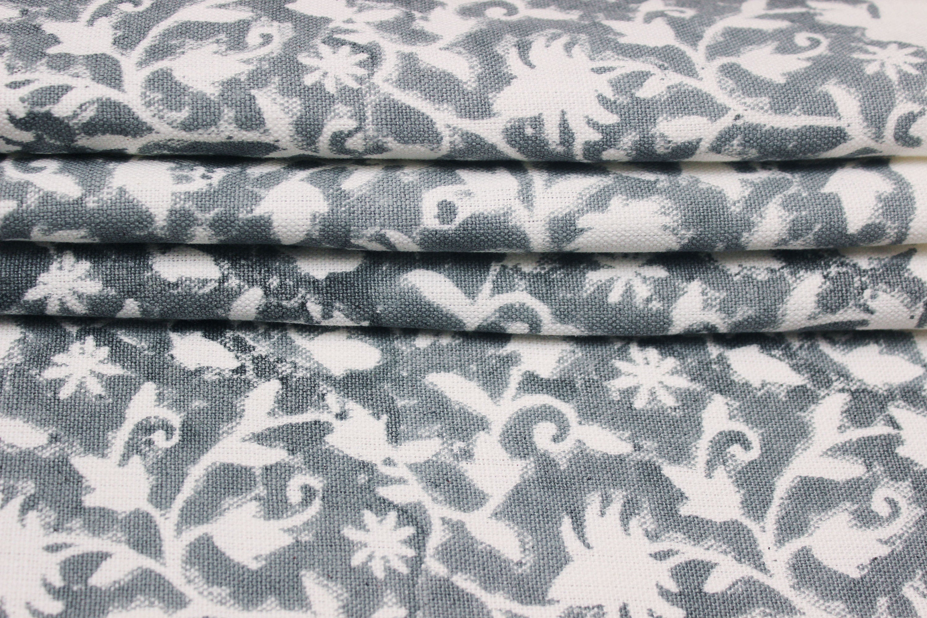 Block Print Linen Fabric, Zelly Fish  Floral Linen Fabric, Block Print Fabric, Flower Printed Fabric By The Yard, Block Pillow Covers, Heavy Linen Upholstery