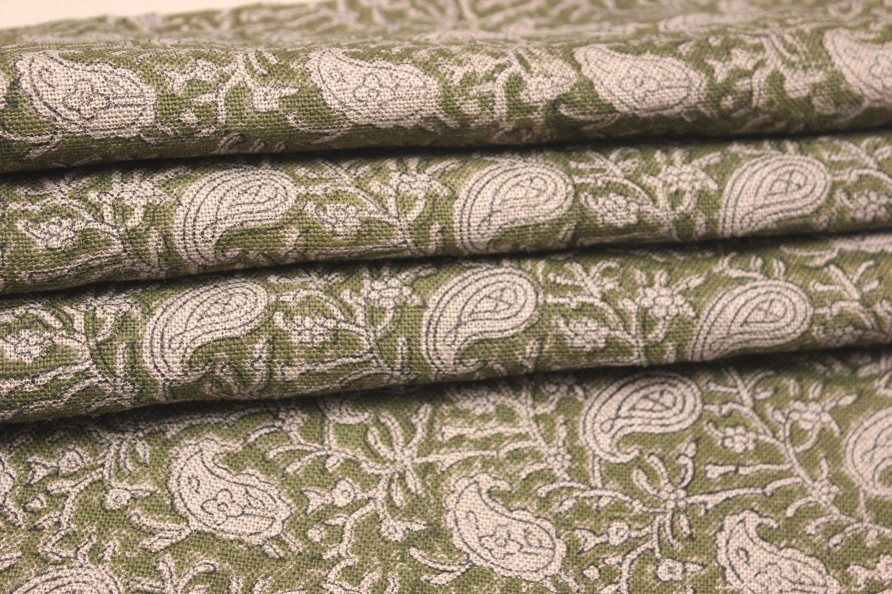 Block Print Linen Fabric, Kerry Jaal  Heavy Linen Fabric Indian Hand Block Print Fabric Pillowcases Thick Linen Upholstery Block Printing Art Table Cover,Curtain