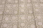 8 Kamal  Floral Linen Block Print Fabric, Indian Handmade Art  Pillowcase Fabric, Upholstery & Curtains