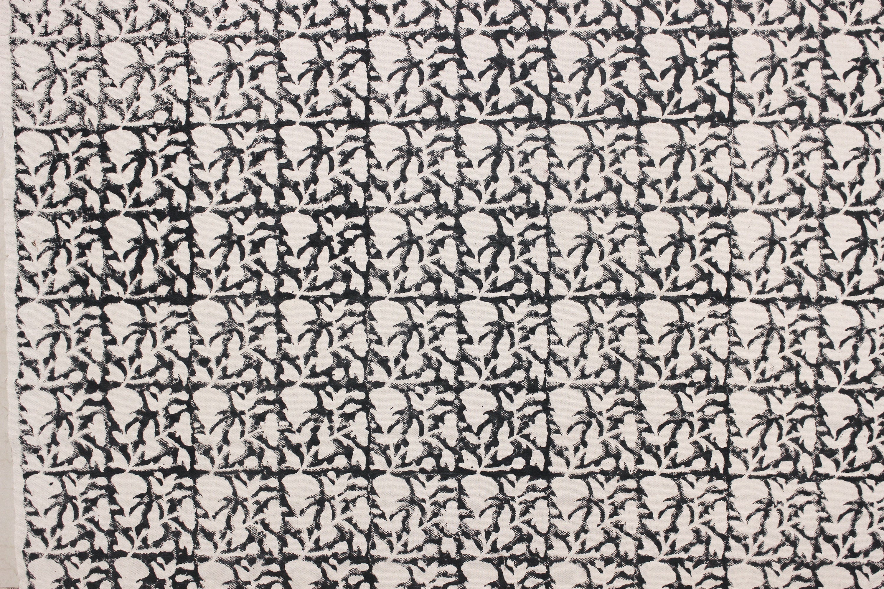 Block Print Linen Fabric, Midnight Gudhal  Handmade Floral Art Block Print Fabric, Indian Fabric, Fabrics By The Yard