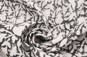 Block Print Linen Fabric, Midnight Gudhal  Handmade Floral Art Block Print Fabric, Indian Fabric, Fabrics By The Yard