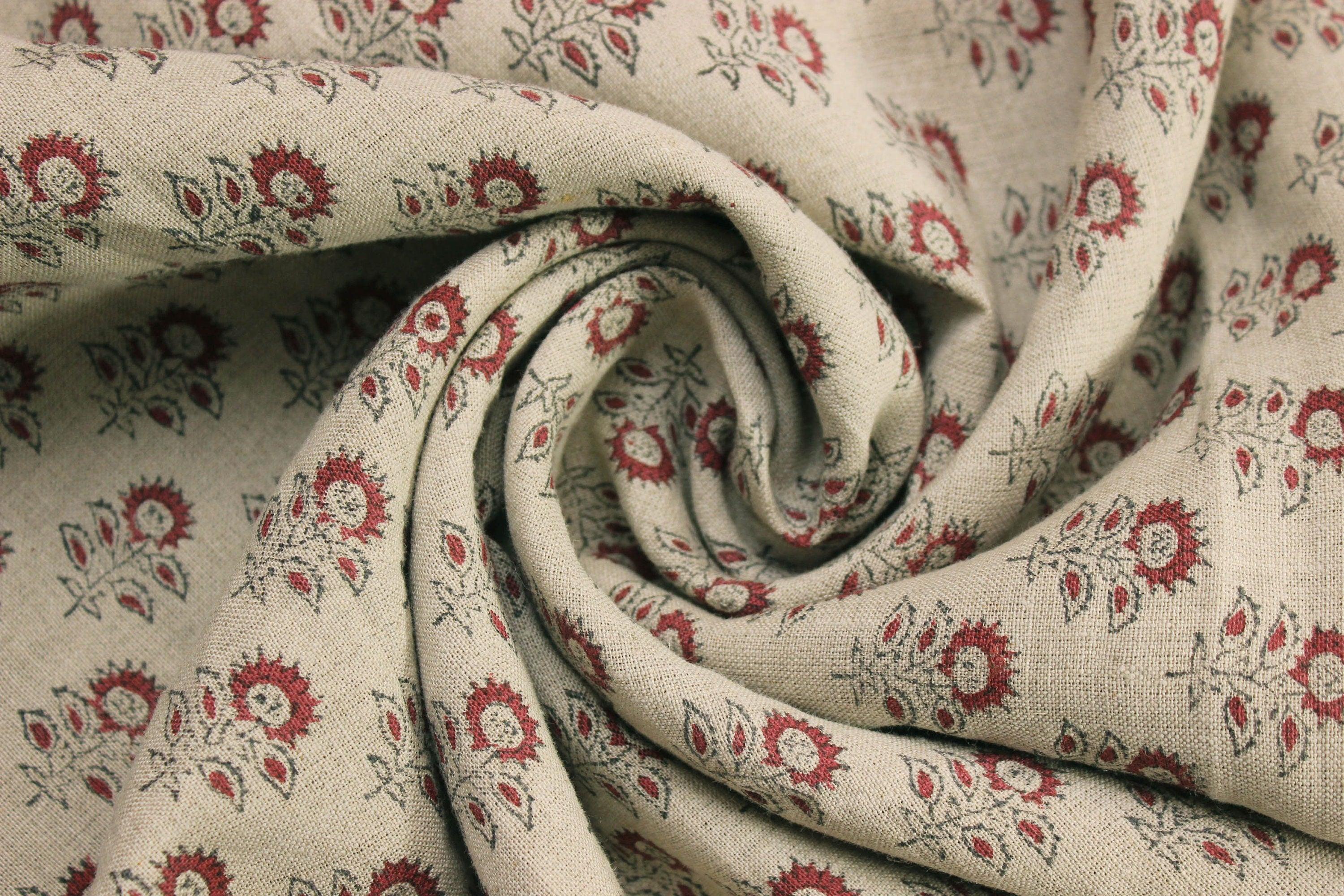 Bagru Butti  Hand Block Print Fabric  By The Yard  Floral Pattern Art  Home Decor Fabric  Linen Upholstery  Cushion Cover Fabric.