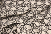 Block Print Linen Fabric, Ulta Kamal  Block Print Fabric By The Yard, Floral Black Beige Base Fabric, Indian Block Printed Fabrics, Fabric, Block Print