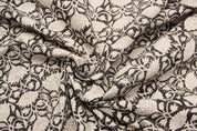 Block Print Linen Fabric, Ulta Kamal  Block Print Fabric By The Yard, Floral Black Beige Base Fabric, Indian Block Printed Fabrics, Fabric, Block Print
