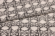 Block Print Linen Fabric, Ulta Kamal  Block Print Fabric By The Yard, Floral Black Beige Base Fabric, Indian Block Printed Fabrics, Fabric, Block Print