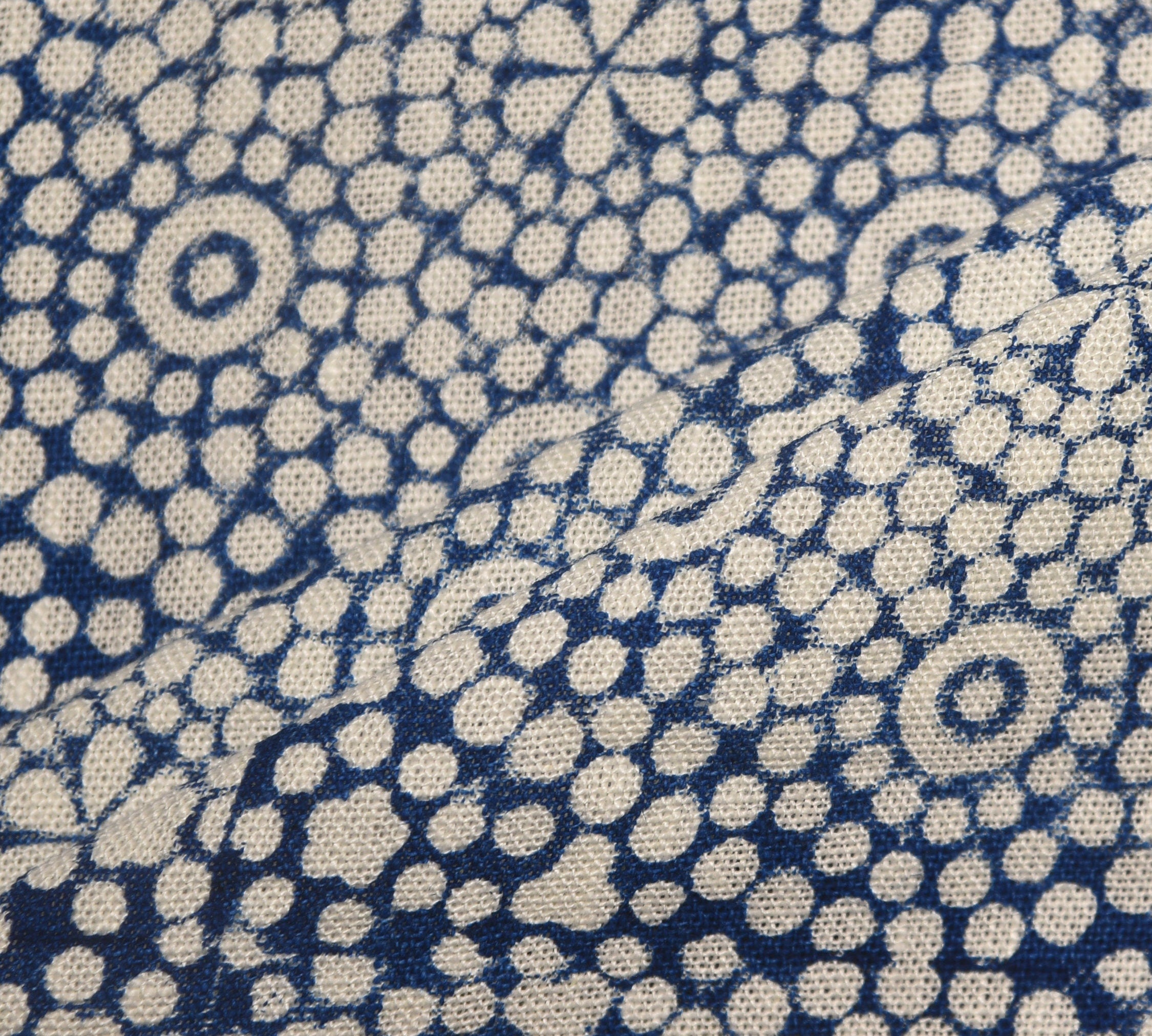 Chunari  Block Print Fabric, Indian Hand Block Fabric, Block Printed Cushion Covers,Handloom Linen Heavy Weight Linen