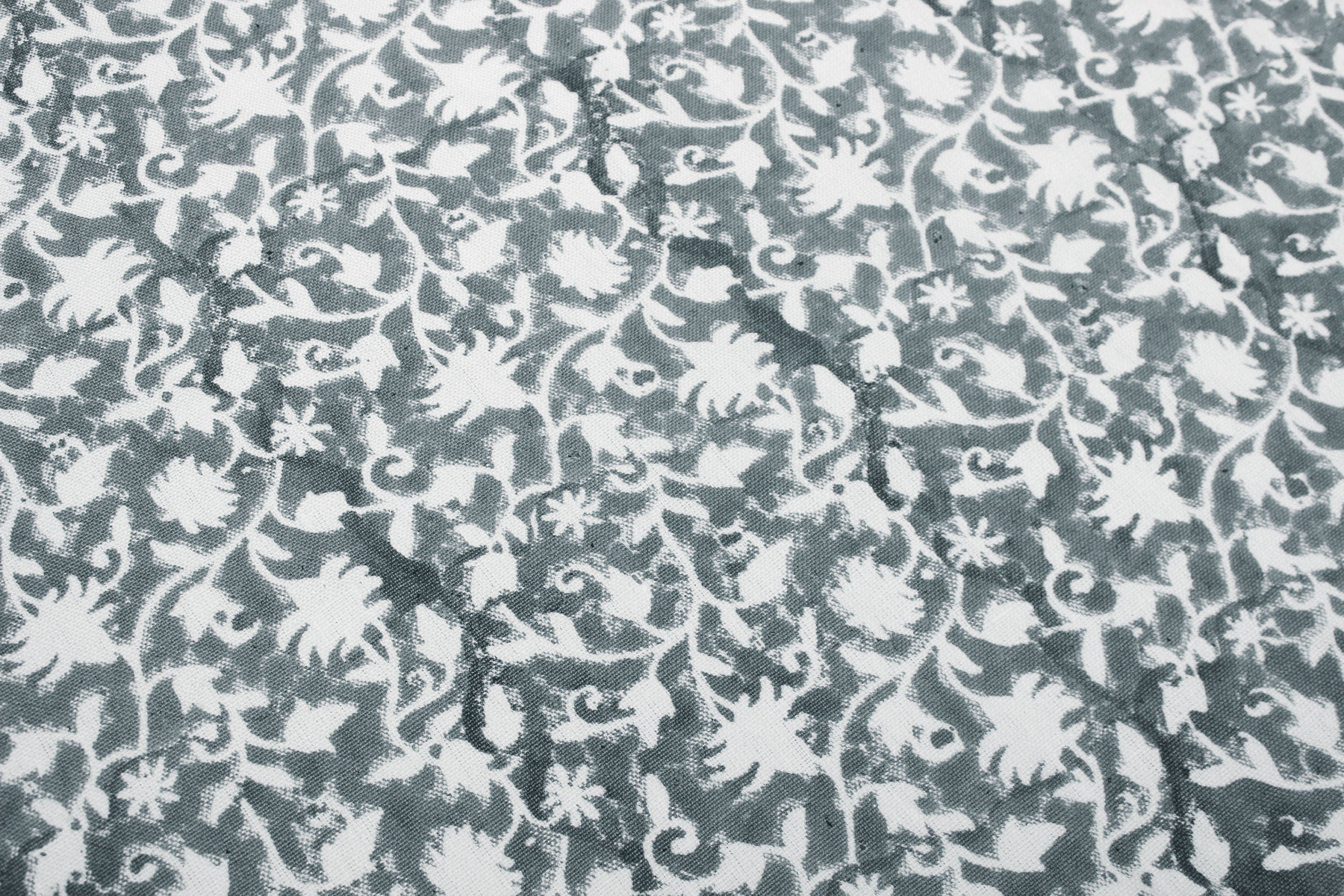 Block Print Linen Fabric, Zelly Fish  Floral Linen Fabric, Block Print Fabric, Flower Printed Fabric By The Yard, Block Pillow Covers, Heavy Linen Upholstery