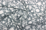 Block Print Linen Fabric, Zelly Fish  Floral Linen Fabric, Block Print Fabric, Flower Printed Fabric By The Yard, Block Pillow Covers, Heavy Linen Upholstery