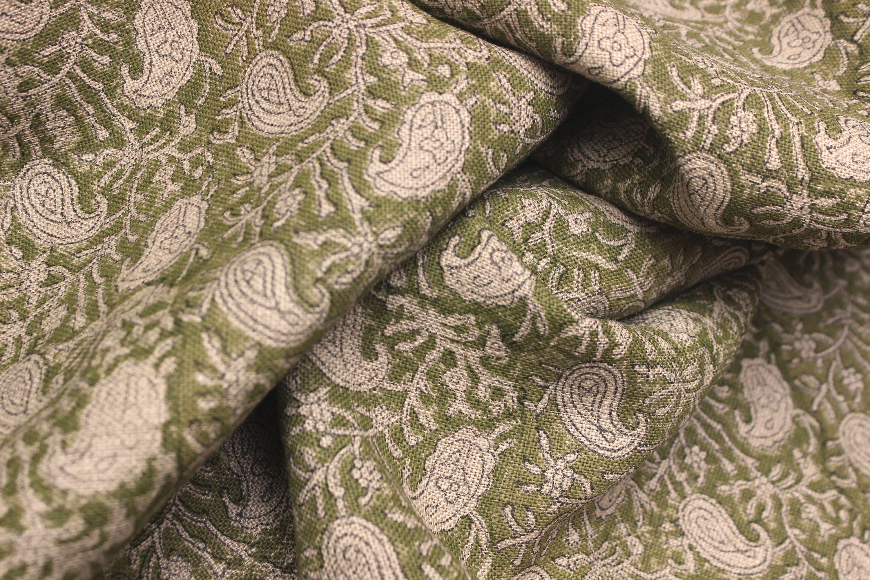 Block Print Linen Fabric, Kerry Jaal  Heavy Linen Fabric Indian Hand Block Print Fabric Pillowcases Thick Linen Upholstery Block Printing Art Table Cover,Curtain