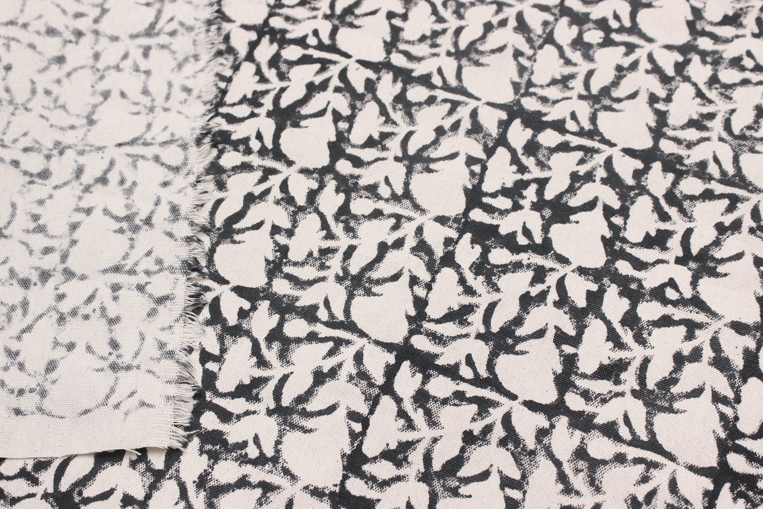 Block Print Linen Fabric, Midnight Gudhal  Handmade Floral Art Block Print Fabric, Indian Fabric, Fabrics By The Yard