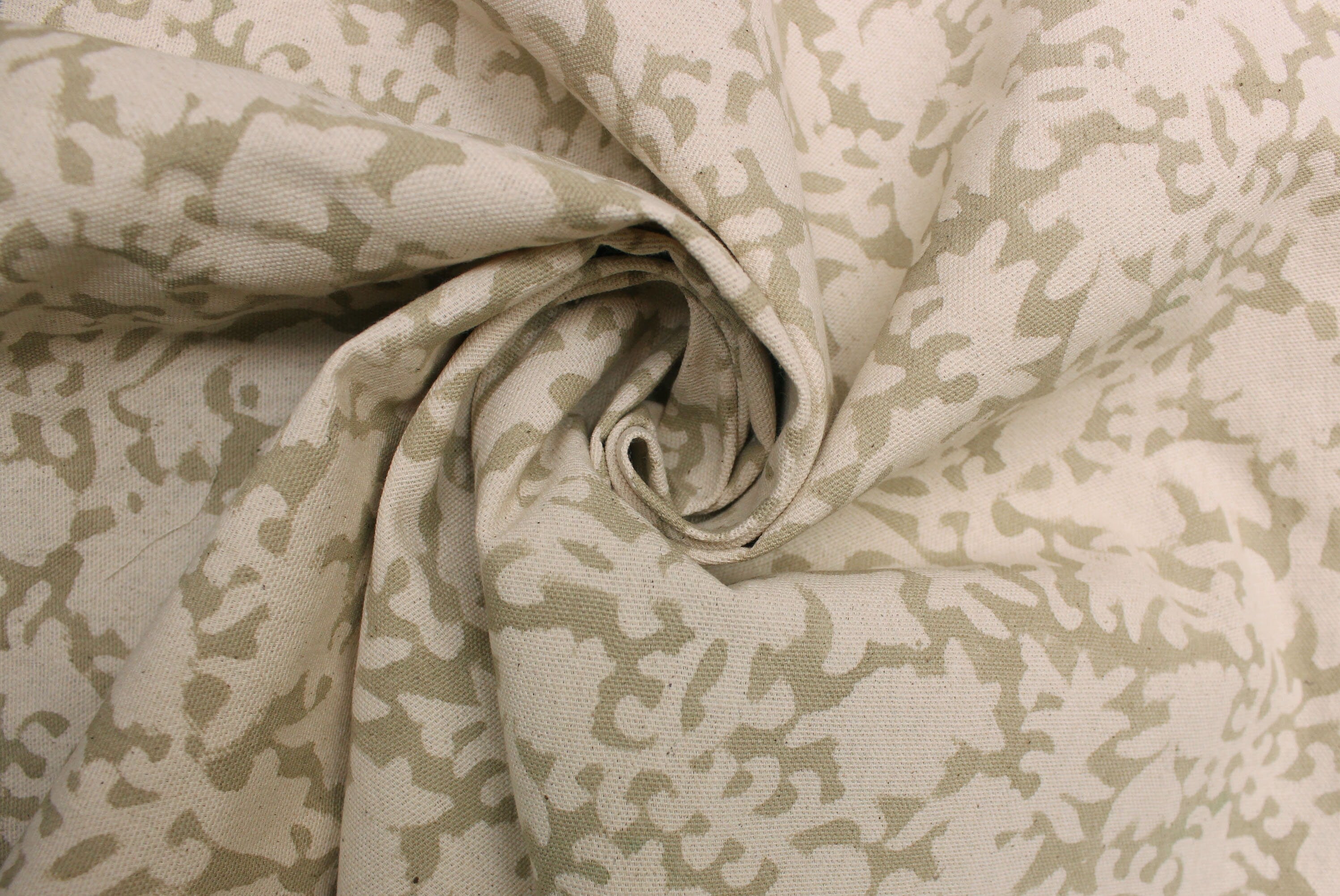 Gaia  Handmade Block Print Fabric, Heavy Upholstery Linen, Designer Pillow Fabric, Floral Print Fabric, Home & Farmhouse Decors