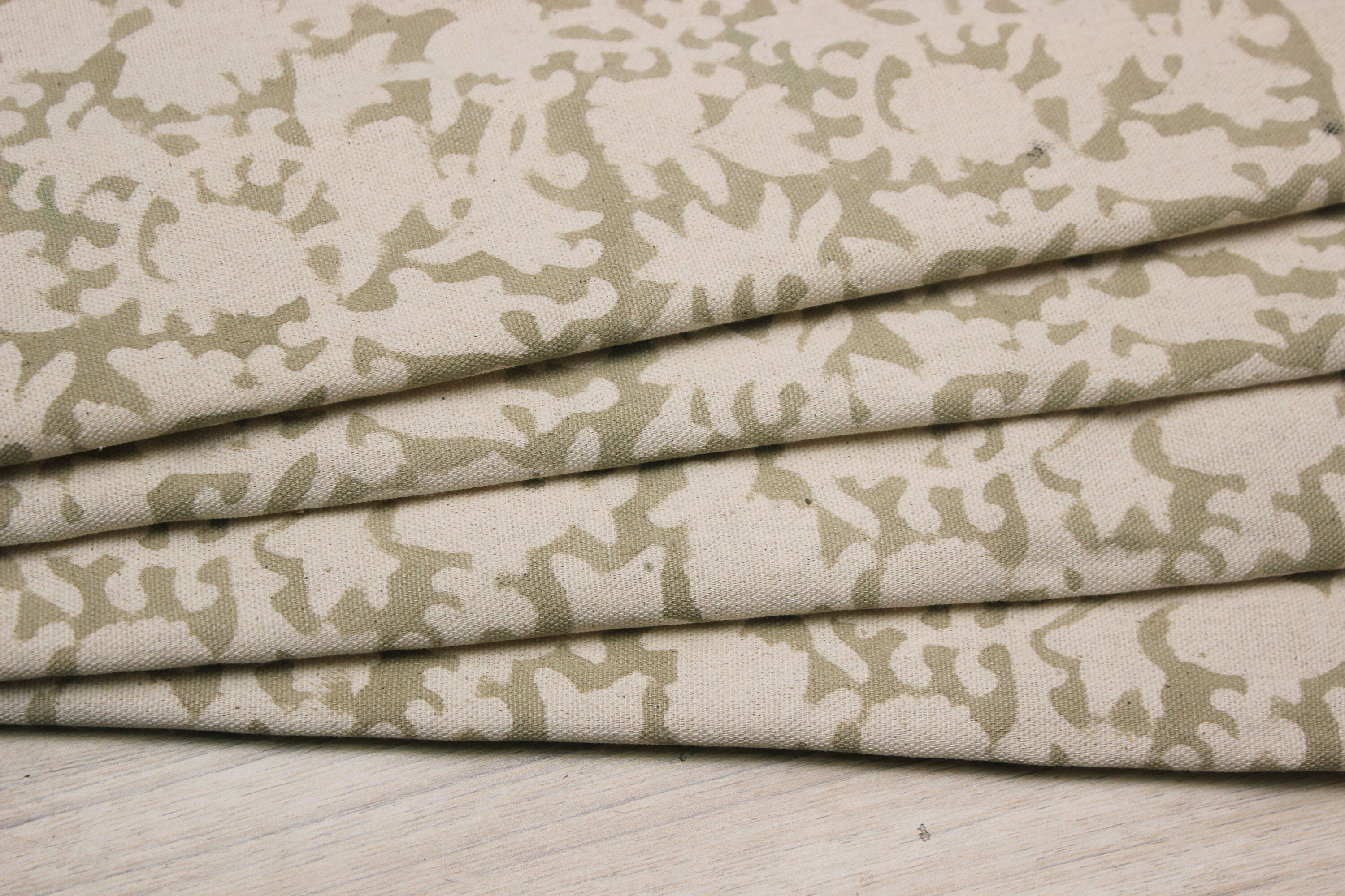 Gaia  Handmade Block Print Fabric, Heavy Upholstery Linen, Designer Pillow Fabric, Floral Print Fabric, Home & Farmhouse Decors