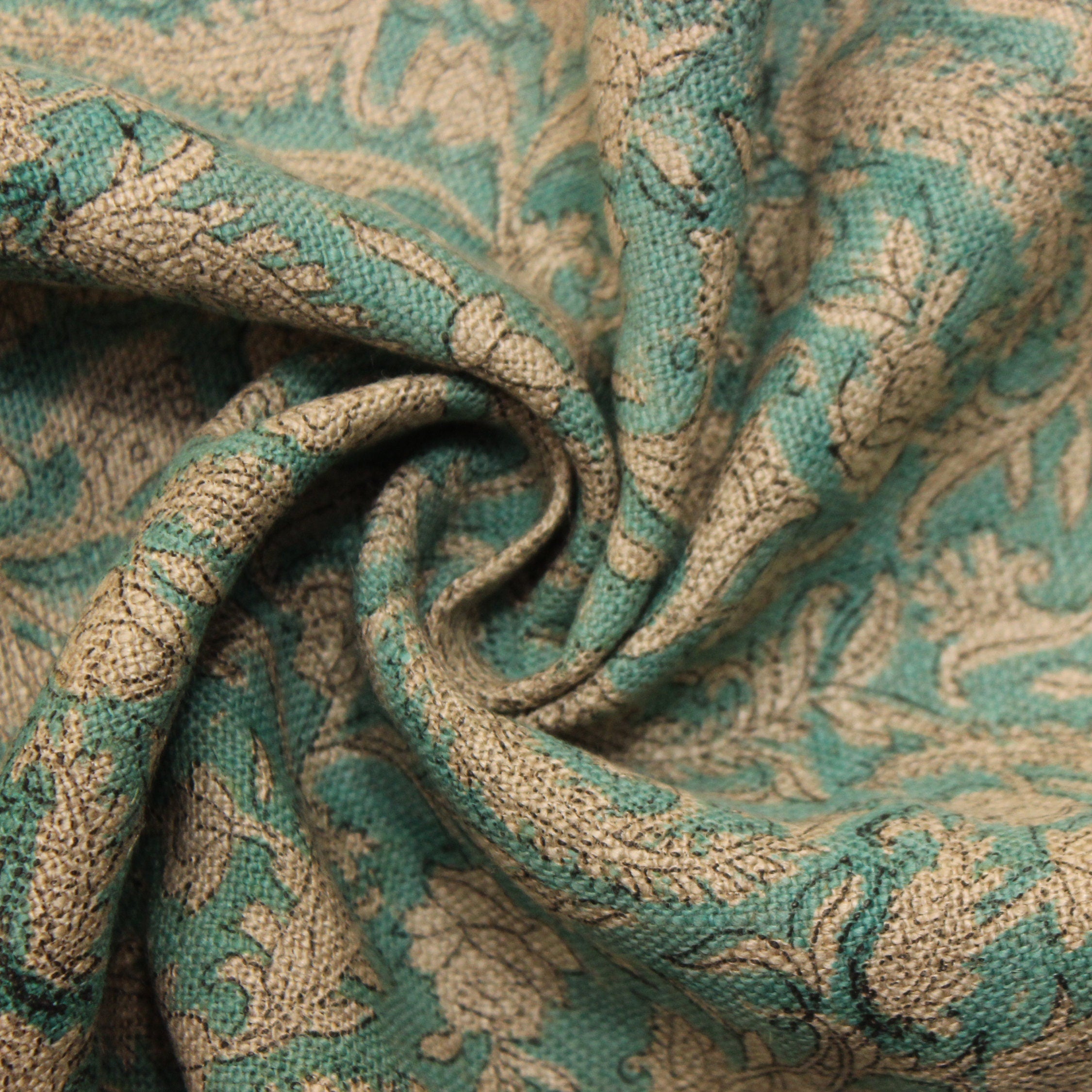 Blackforest Block Printed Linen Fabric, Block Print Upholstery Fabric, Indian Block Print, Block Printed Cushion Covers