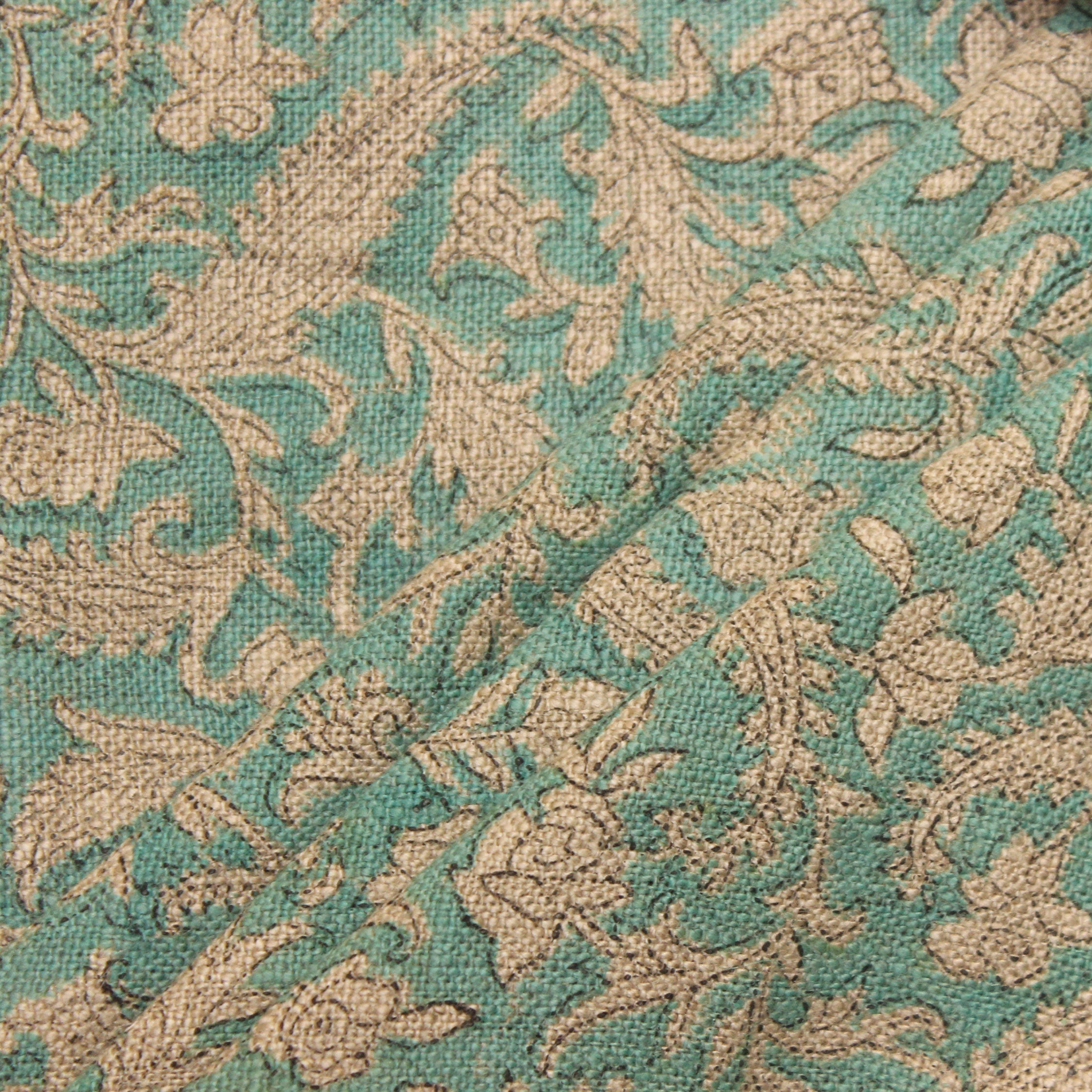 Blackforest Block Printed Linen Fabric, Block Print Upholstery Fabric, Indian Block Print, Block Printed Cushion Covers