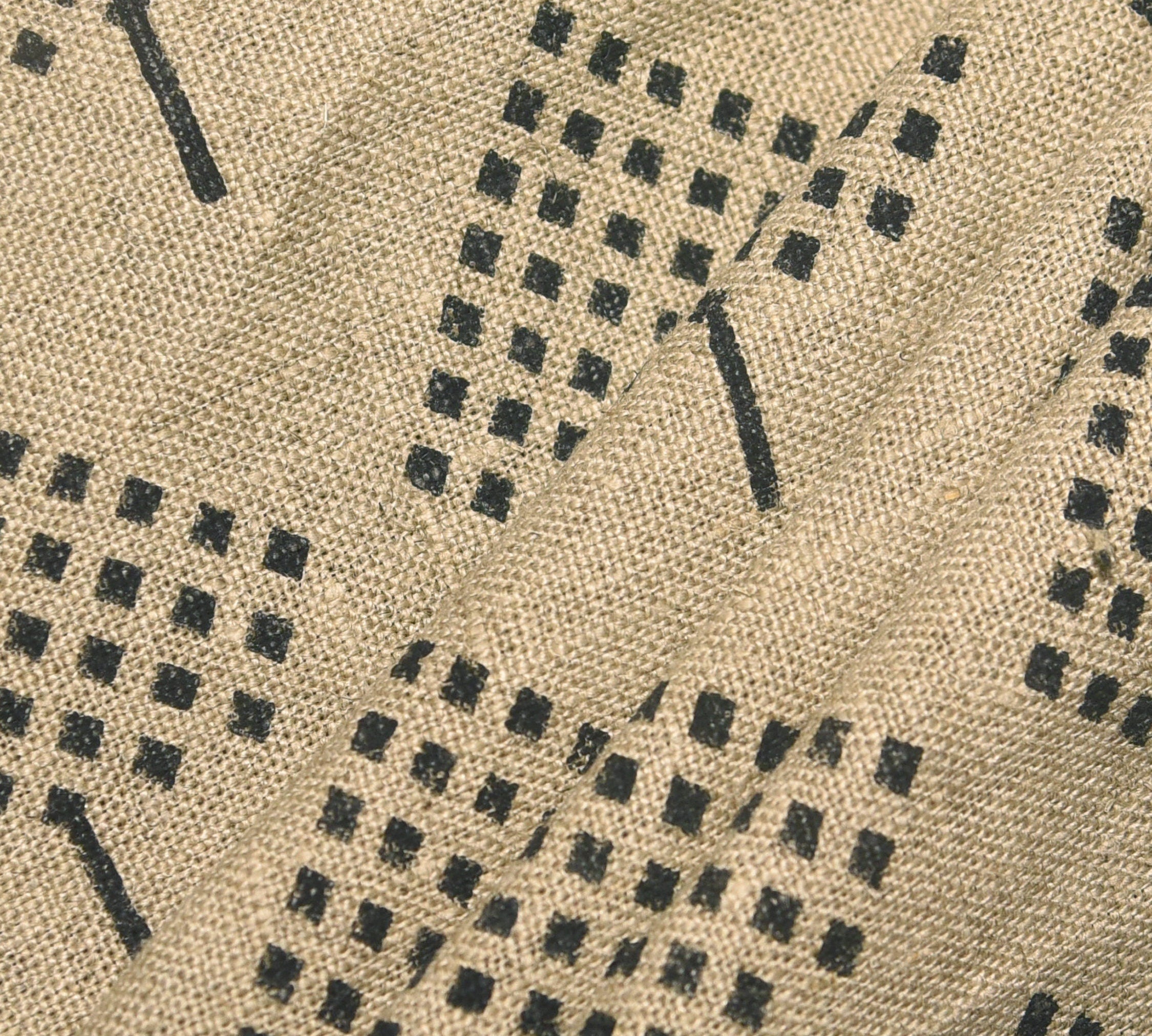 Block Print Linen Fabric, Umbrella  Block Print Handloom Linen Fabric Heavy Linen Fabric,Upholstery Fabric, Pillow Cover Fabric, Thick Fabric Natural Linen