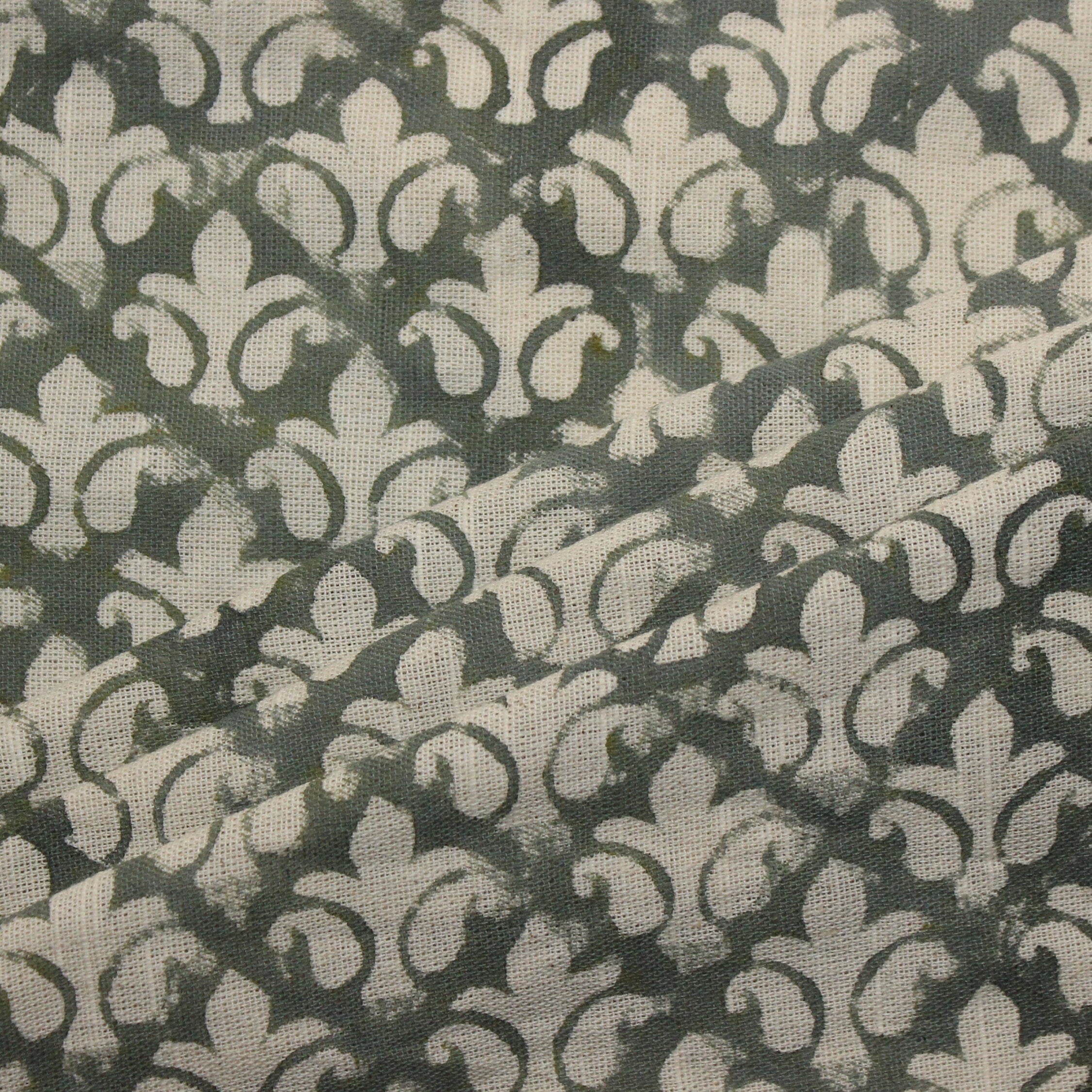 Block Print Linen Fabric, Rajputana Jali  Dark Grey Floral Block Print  On Thick Linen Fabrics, By The Yard, Homedecors, Boho Curtains, Sewingupholstery