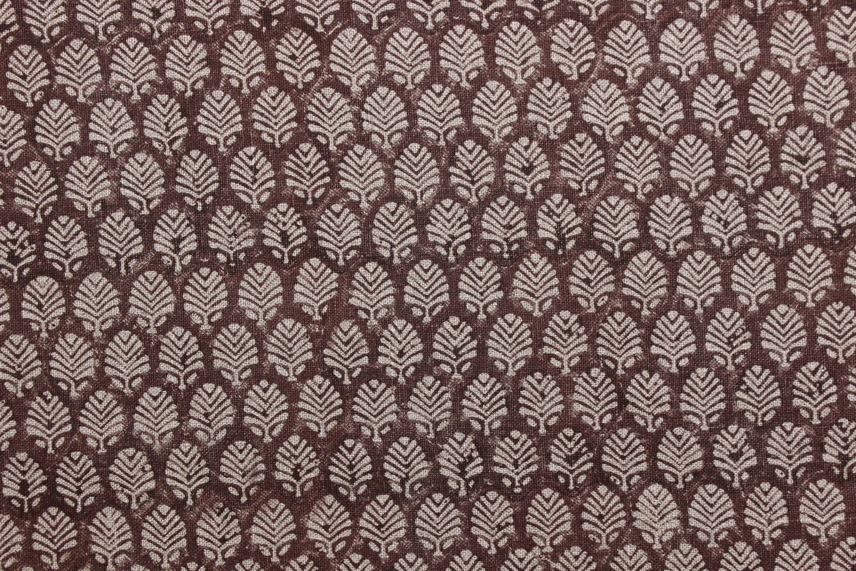 Block Print Linen Fabric, Sangmarmar Jaal  Traditional Block Print Fabric, Brown Hand Printed Fabric, Linen Fabric, Indian Fabric, Cushion Pillow Fabric
