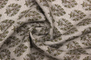 Hand block print, Thick Linen 58" Wide, Indian fabric, Floral Print, Linen Fabric By The Yard, Natural Linen - Betel Leaf