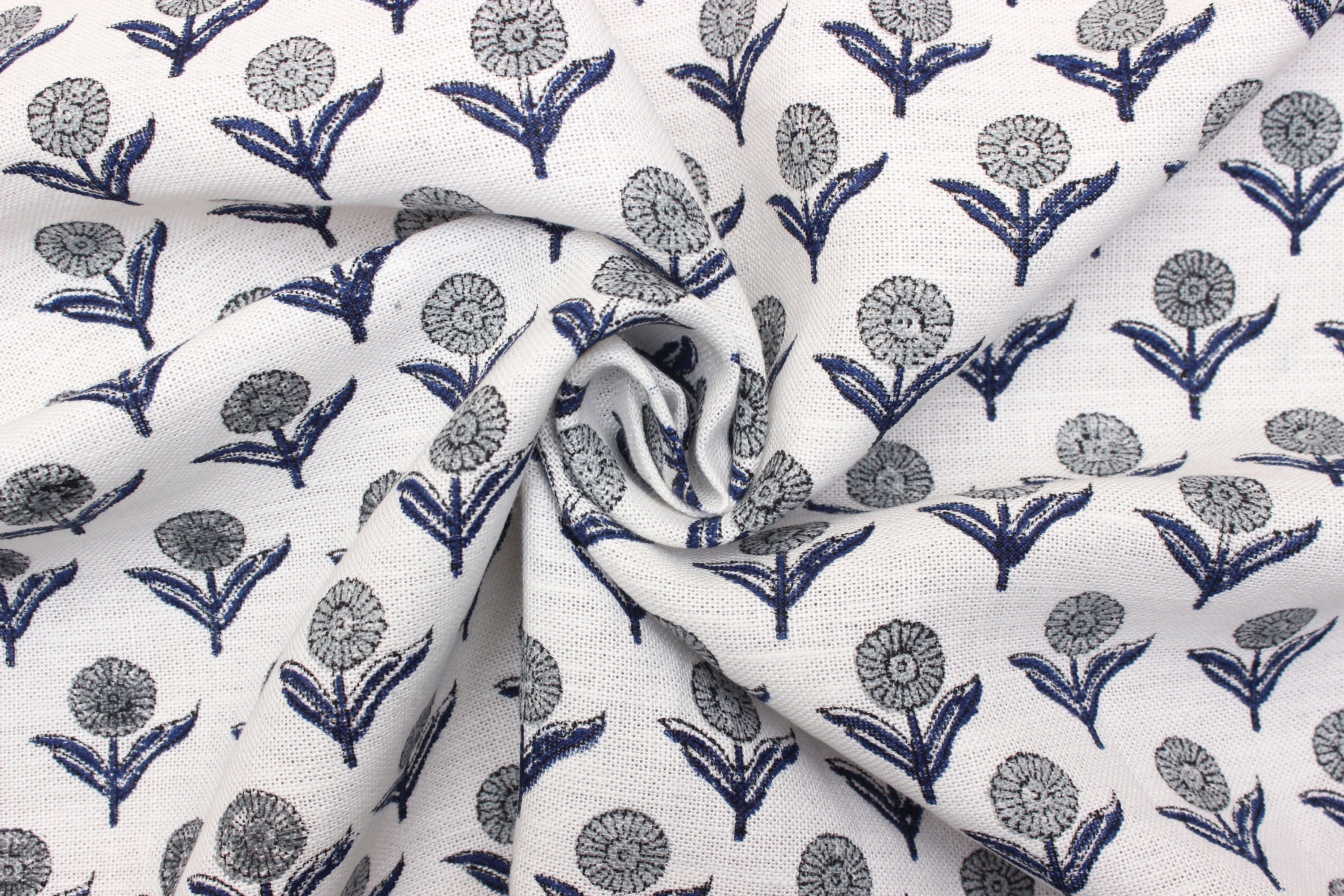 Block Print Linen Fabric, Pukhraj   Hand Block Print Linen & Cotton Fabric  For Heavy Pillow Covers And Printed Upholstery  Handmade And Sustainable Decors