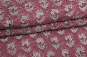 Block Print Linen Fabric, Superstar Pink Popular Floral Hand Block Print Fabric  Thick Linen 58"Inch Wide Heavy Weight 300 Gsm, Upholstery,Indian Art Print Fabric