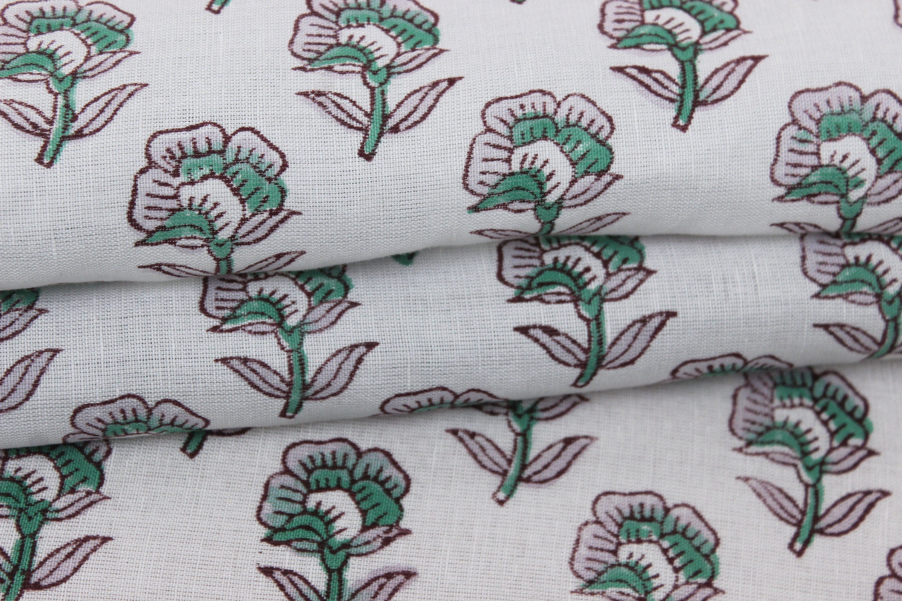 Linen Fabric, Rohini, Block Print, Fabric By Yard, Indian Handloom Fabric, Home Décor