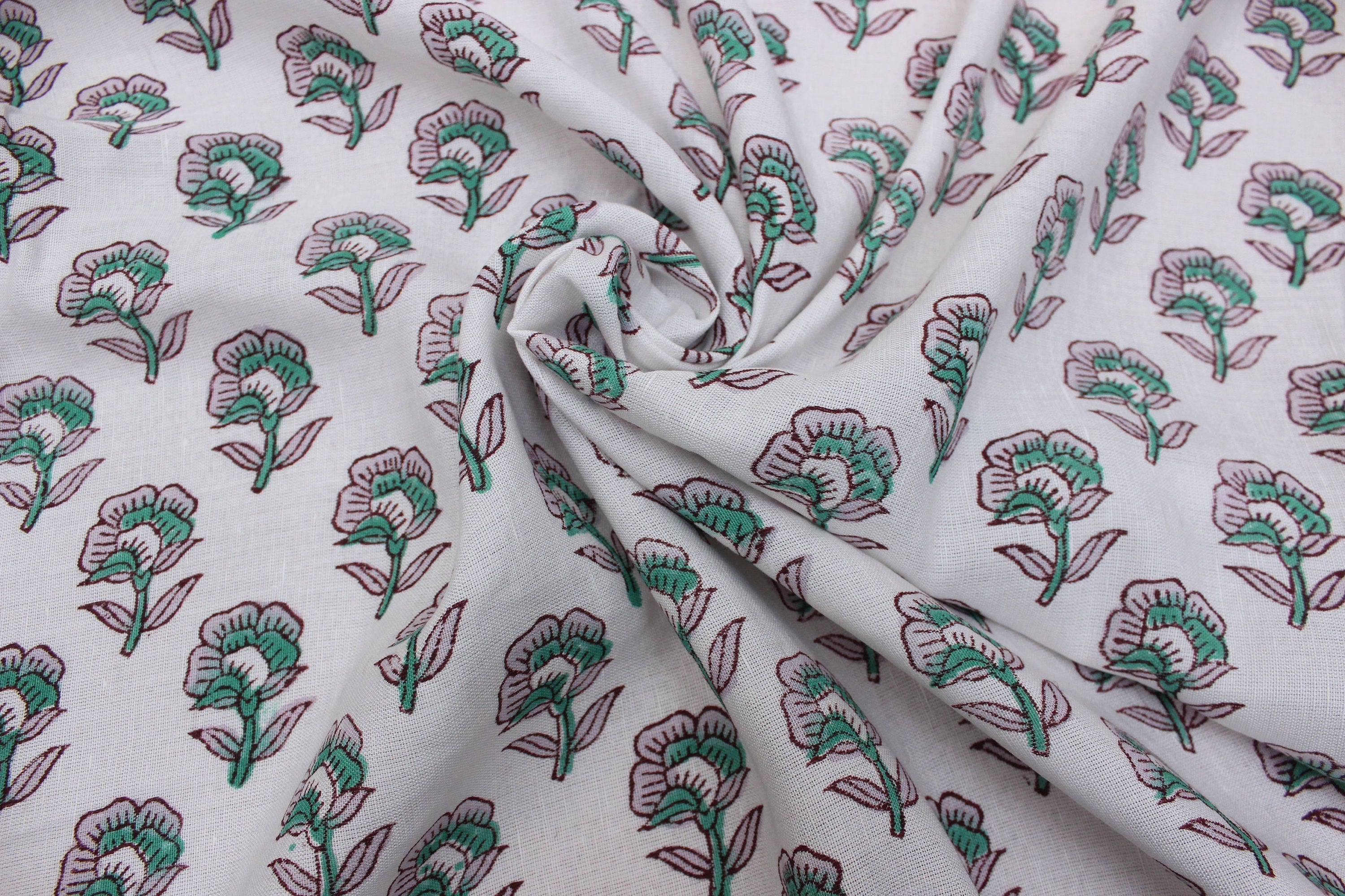 Linen Fabric, Rohini, Block Print, Fabric By Yard, Indian Handloom Fabric, Home Décor