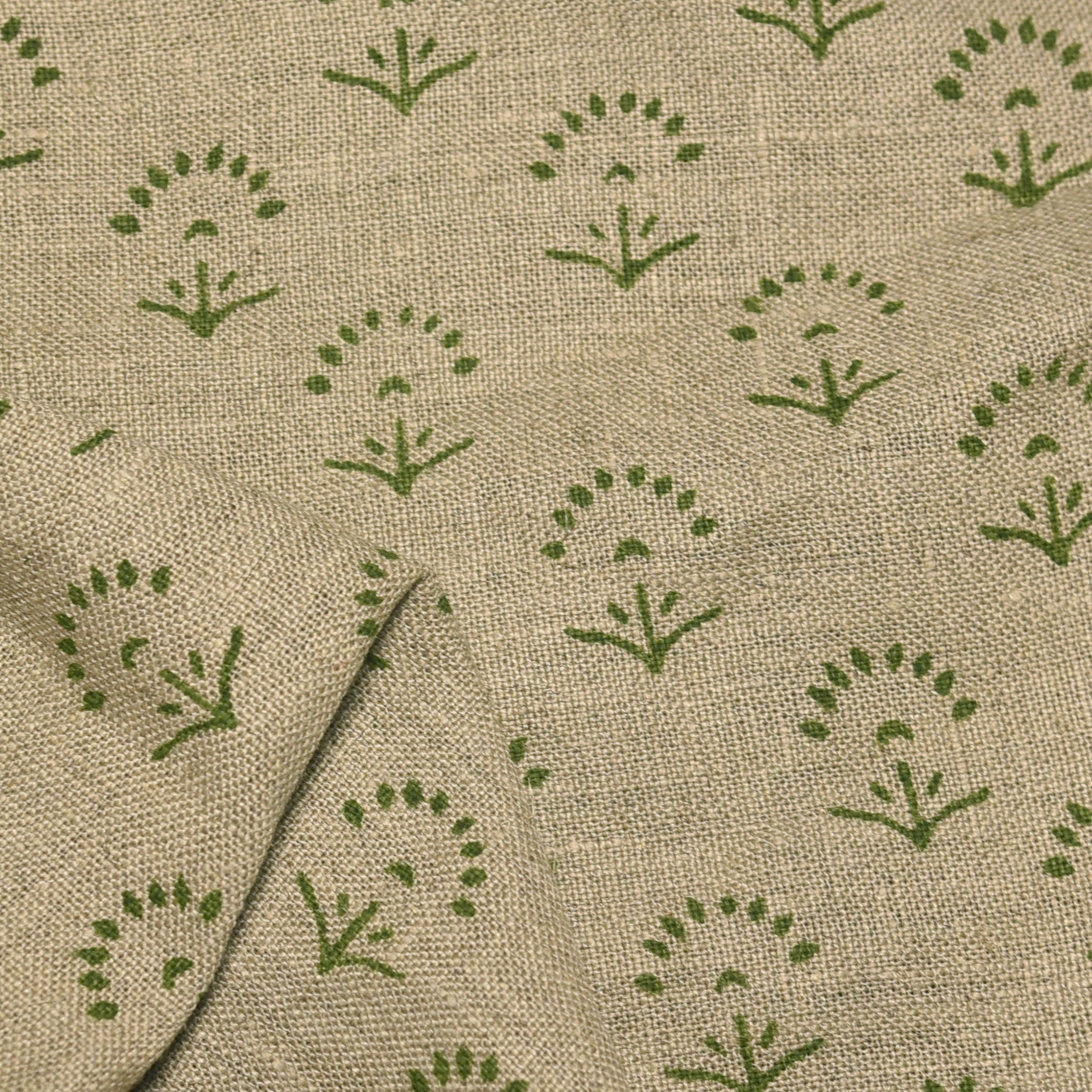 Block Print Linen Fabric, Sparkle   Perfect Home Decor Linen Fabric With Extra Thickness And Width, Undyed Linen Base With Traditional Indian Hand Block Print