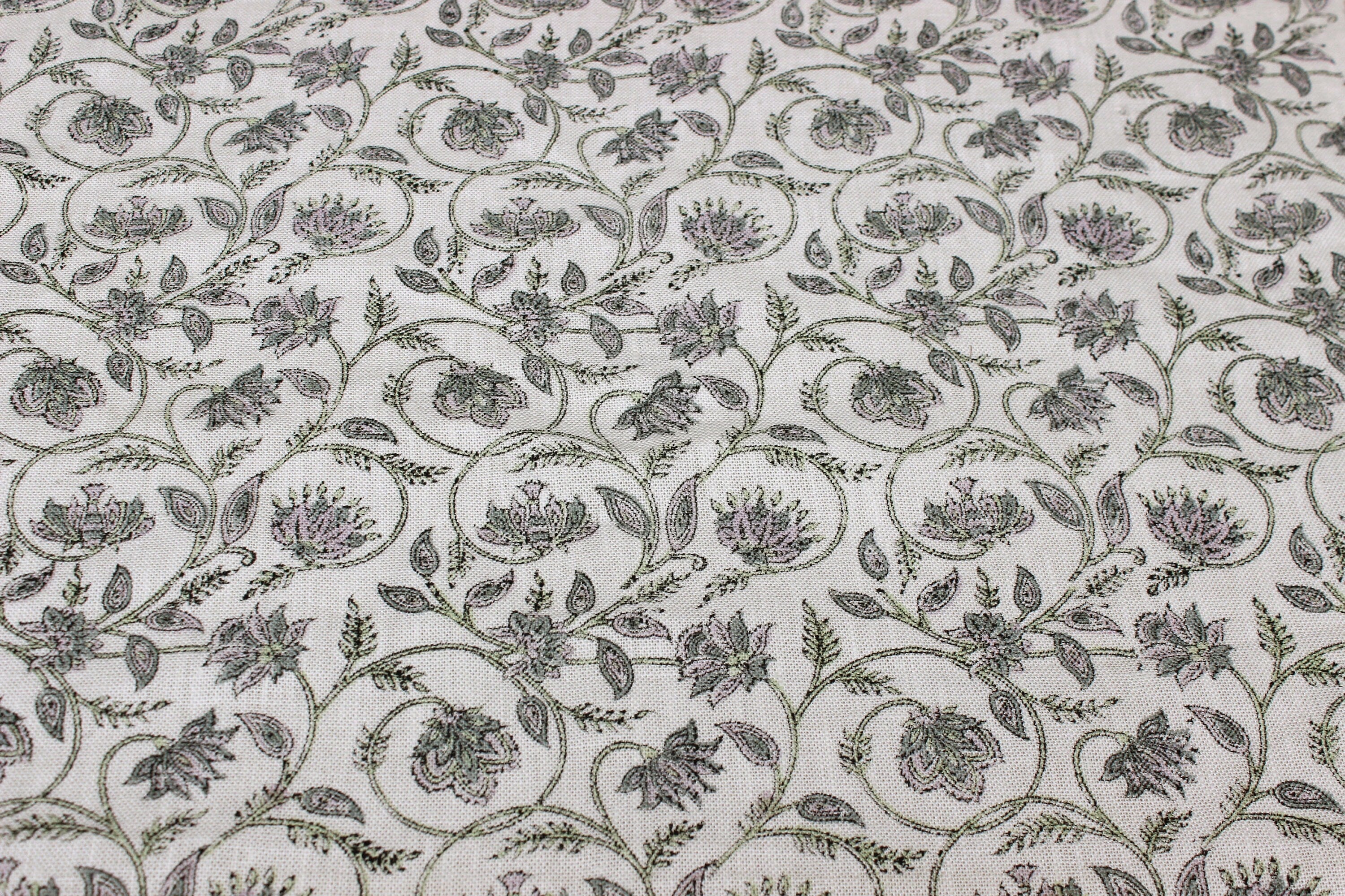 Block Print Linen Fabric, Kurukshetra  Hand Blocked Linen Fabric,Indian Block Print Heavy Natural Fabrics For Pillow Cases, Handloom Upholstery Fabric
