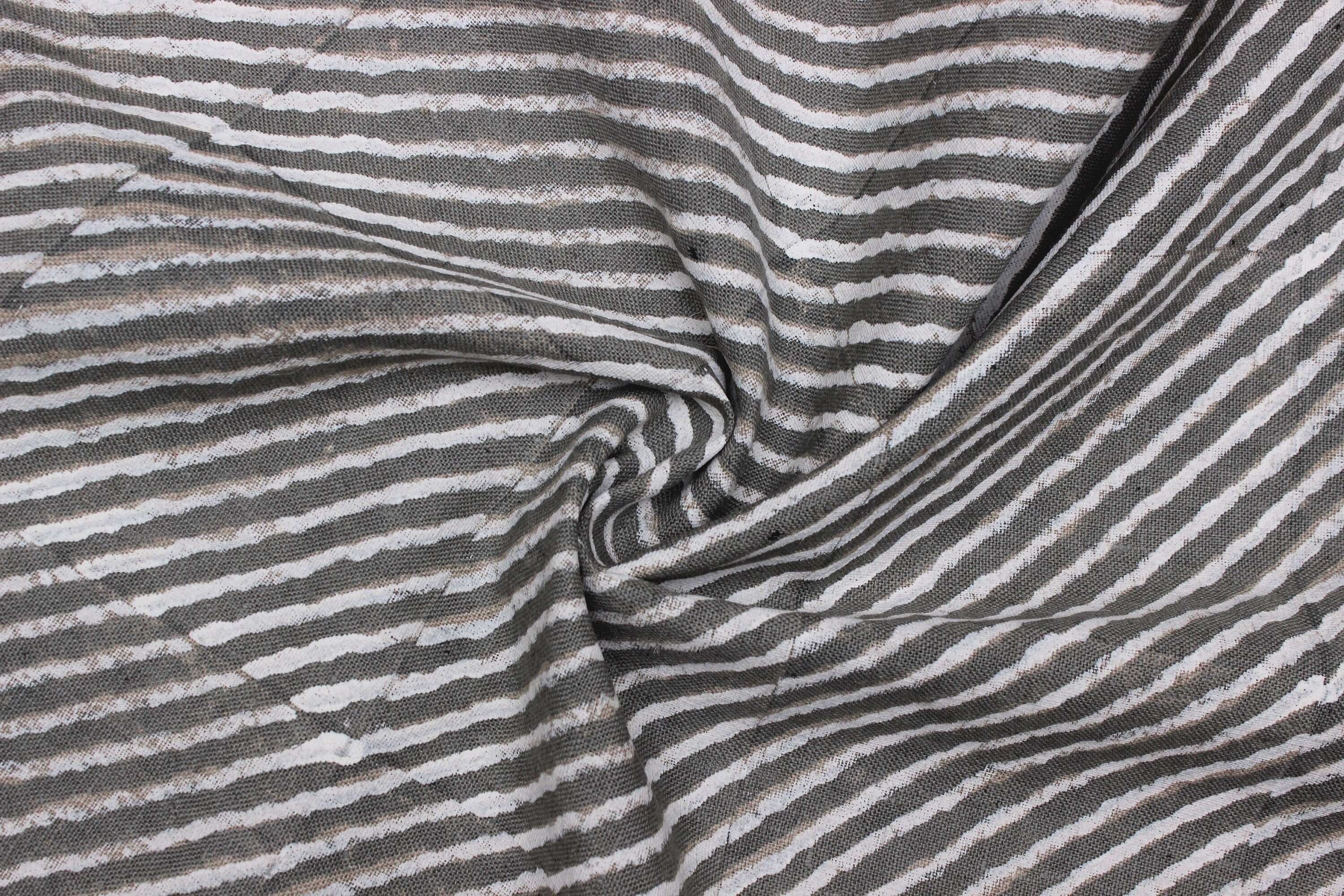 Block Print In Gray/White  Linen Running Fabric, Indian Linen Block Print,Heavy Linen Pillow And Cushion,Home Decor And Upholstery Fabric