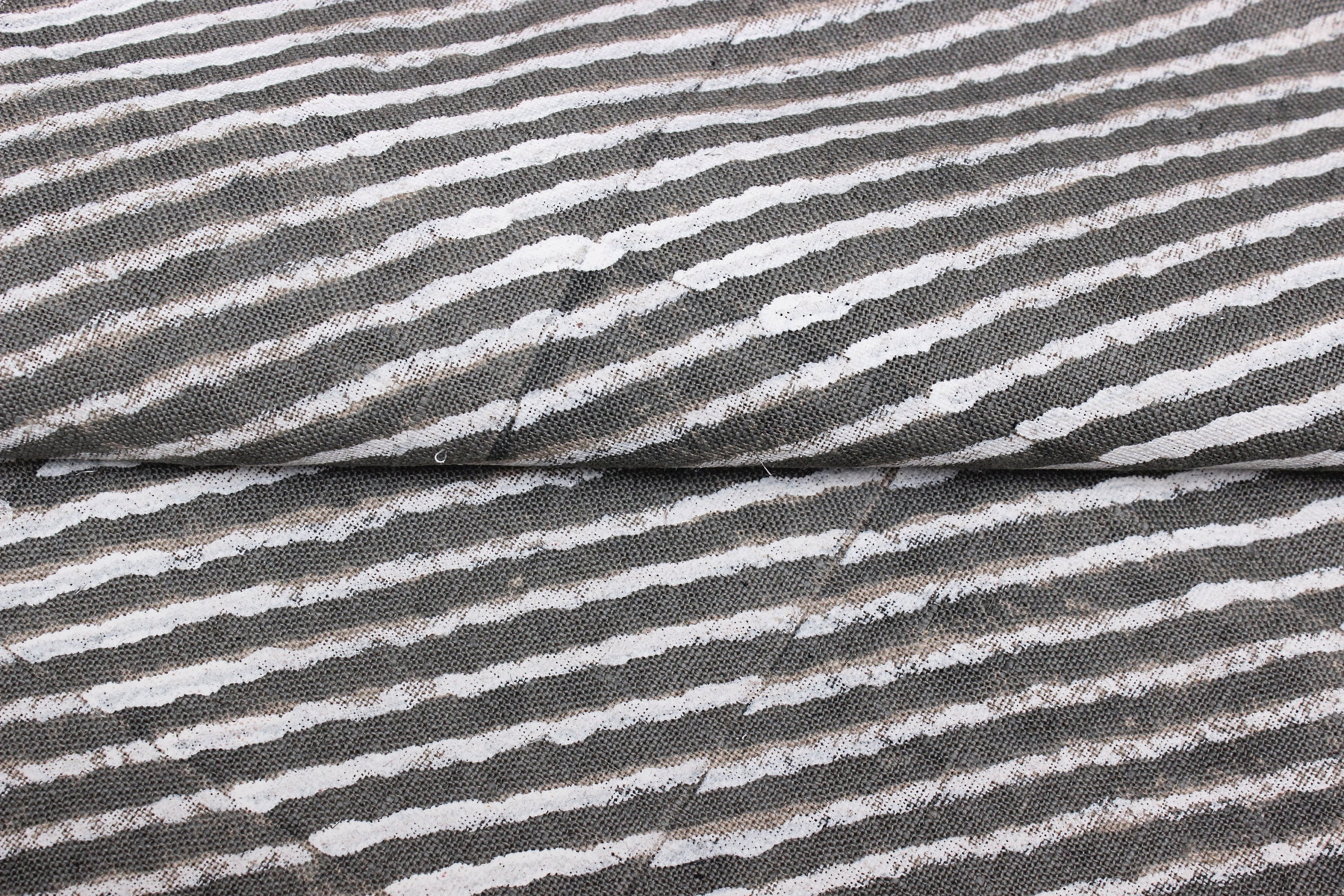 Block Print In Gray/White  Linen Running Fabric, Indian Linen Block Print,Heavy Linen Pillow And Cushion,Home Decor And Upholstery Fabric