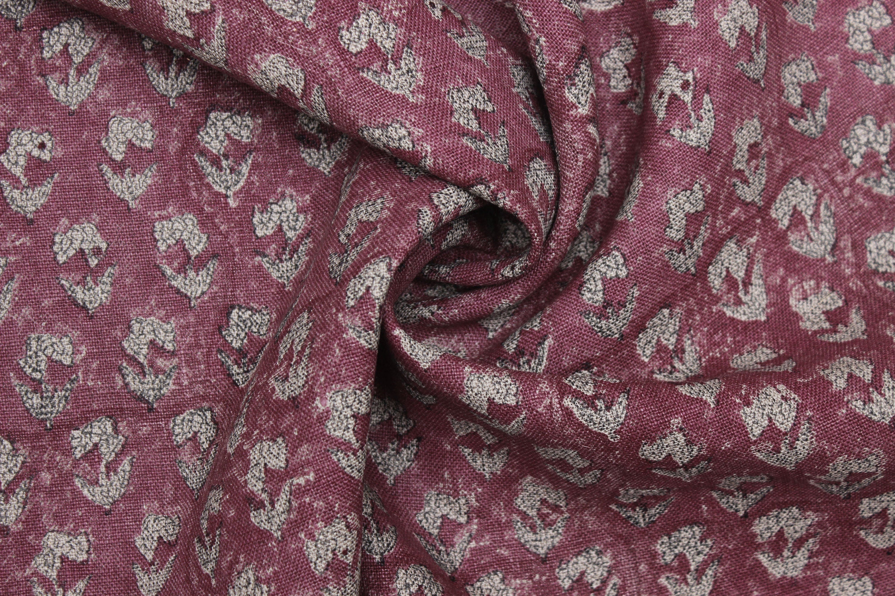 Block Print Linen Fabric, Superstar Pink Popular Floral Hand Block Print Fabric  Thick Linen 58"Inch Wide Heavy Weight 300 Gsm, Upholstery,Indian Art Print Fabric