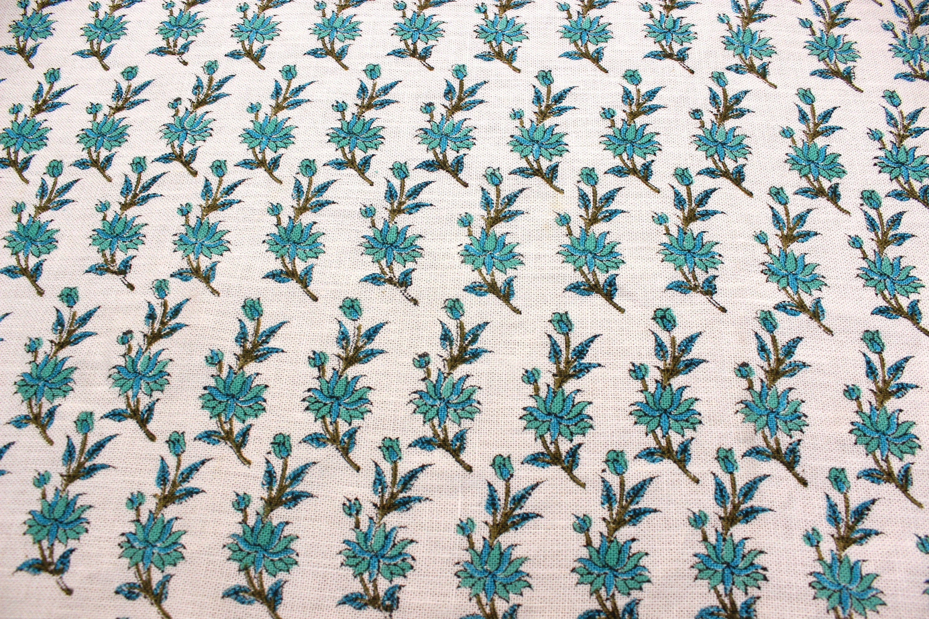 Block Print Linen Fabric, Turquoise And Skyblue Block Print Fabric Linen  Upholstery, Craft Fabric, Indian Fabric, Printed Linen, Fabric By The Yard, Cushion/Shams