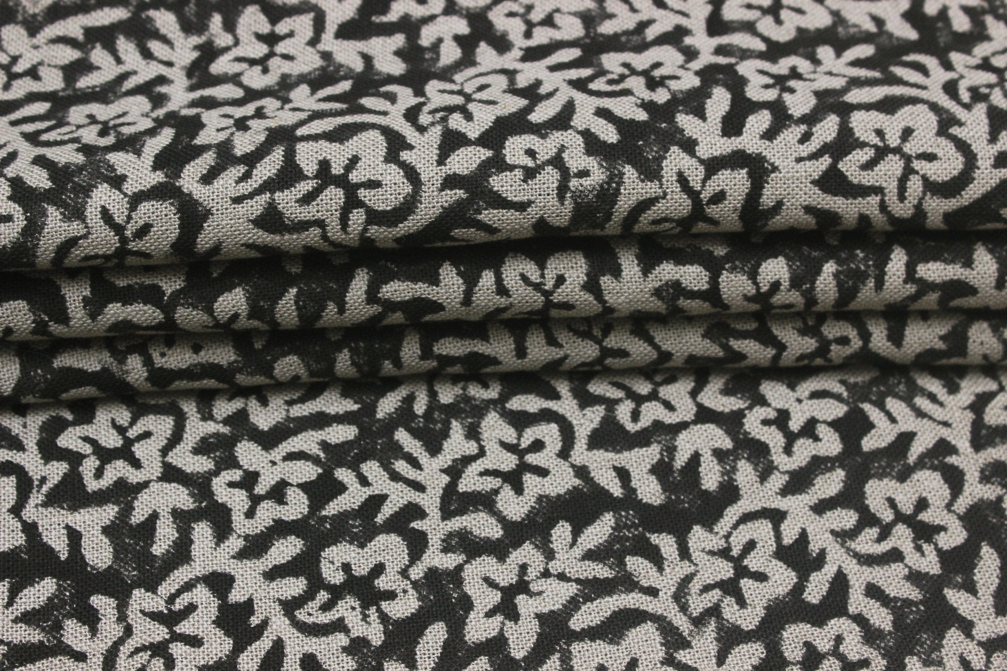 Block Print Linen Fabric, Nidhi Van  Printed Black Fabric Block Print Linen, Indian Fabric, Fabric By The Yards