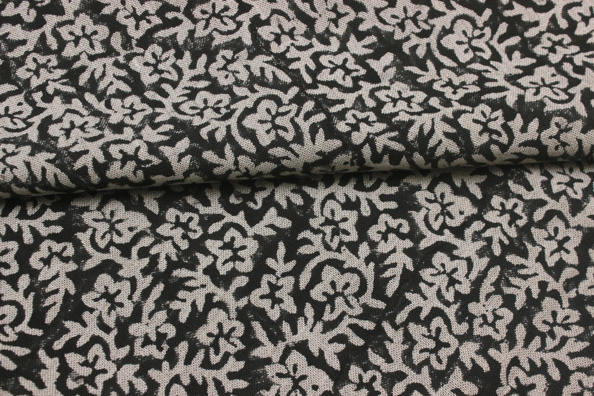 Block Print Linen Fabric, Nidhi Van  Printed Black Fabric Block Print Linen, Indian Fabric, Fabric By The Yards