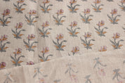 Coastal Tulip  Pure Linen Block Print  Block Print Fabric, Printed Linen Fabric, Block Print Upholstery Fabric, By The Yard, Linen Fabric,